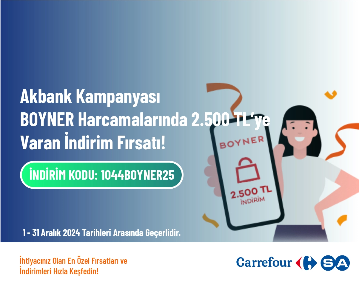 Akbank Kampanya - BOYNER Harcamalarında 2.500 TL’ye Varan İndirim Fırsatı!