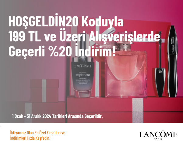 HOŞGELDİN20 Koduyla 199 TL ve Üzeri Alışverişlerde Geçerli %20 İndirim