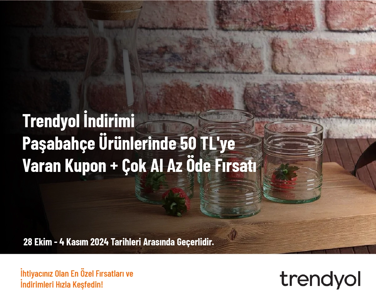 Trendyol İndirimi - Paşabahçe Ürünlerinde 50 TL'ye Varan Kupon + Çok Al Az Öde Fırsatı