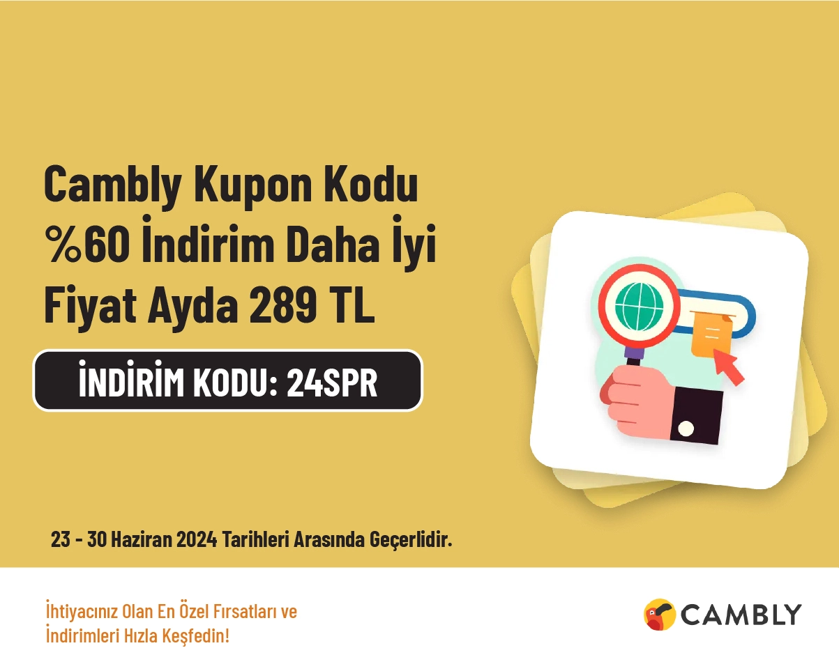 Cambly Kupon Kodu -  %60 İndirim / Daha İyi Fiyat Ayda 289 TL