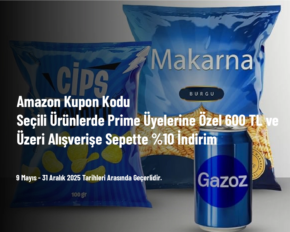 Amazon Kupon Kodu - Seçili Ürünlerde Prime Üyelerine Özel 600 TL ve Üzeri Alışverişe Sepette %10 İndirim Amazon Kupon Kodu - Seçili Ürünlerde Prime Üyelerine Özel 600 TL ve Üzeri Alışverişe Sepette %10 İndirim