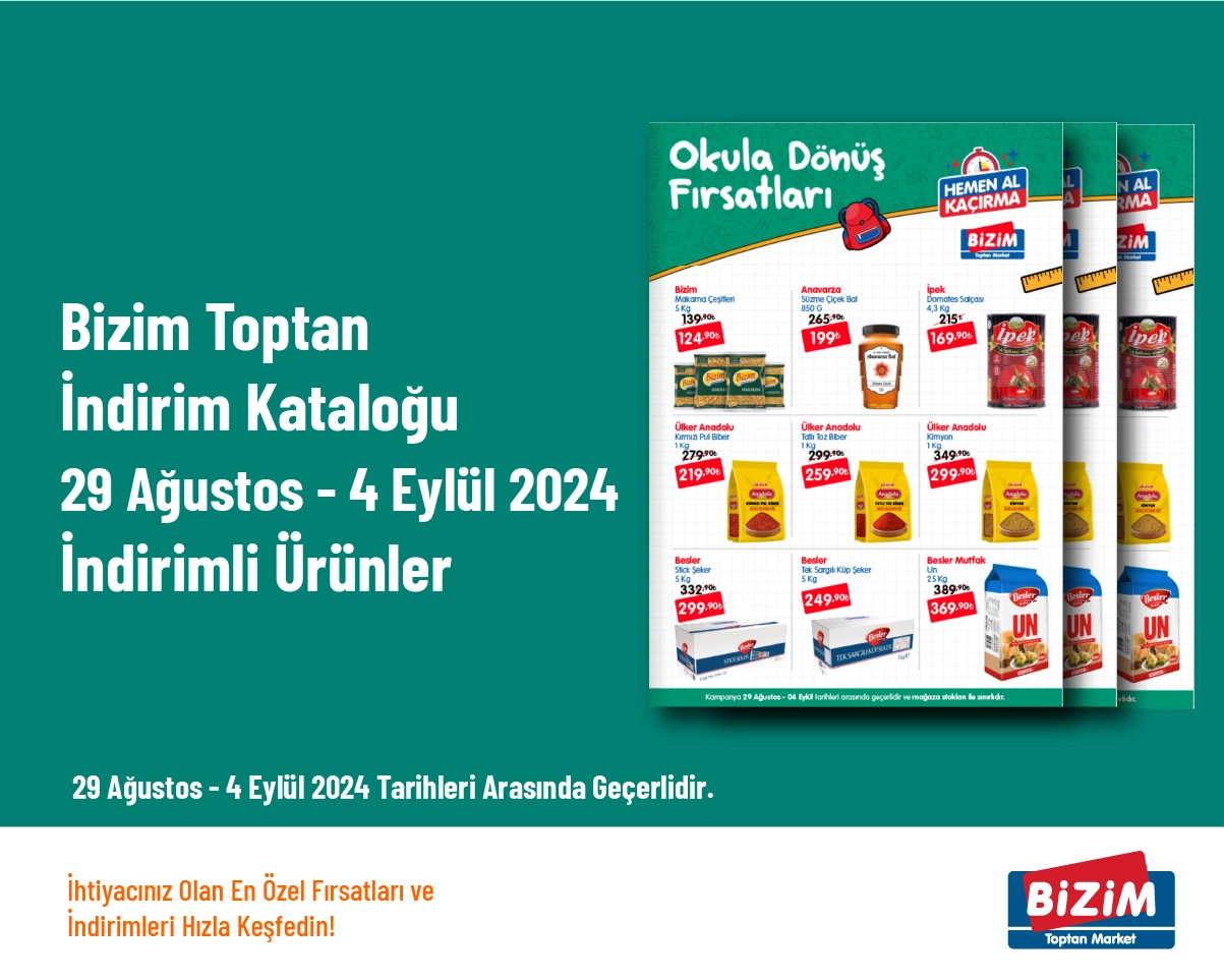 Bizim Toptan İndirim Kataloğu - 29 Ağustos - 4 Eylül 2024 İndirimli Ürünler