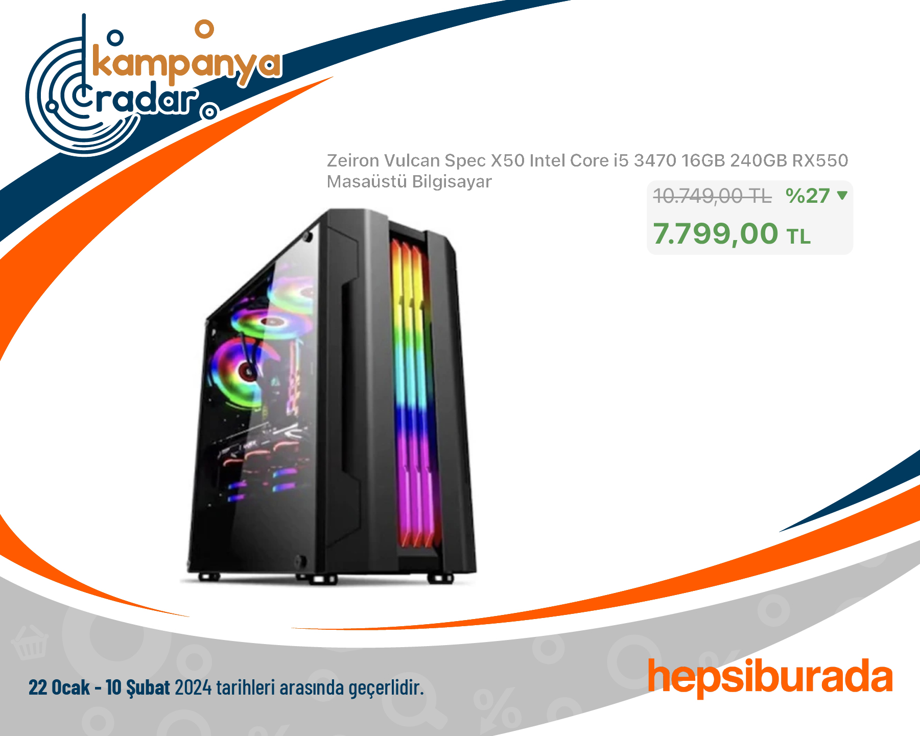 Zeiron Vulcan Spec X50 Intel Core i5 3470 16GB 240GB RX550 Masaüstü Bilgisayar Zeiron Vulcan Spec X50 Intel Core i5 3470 16GB 240GB RX550 Masaüstü Bilgisayar