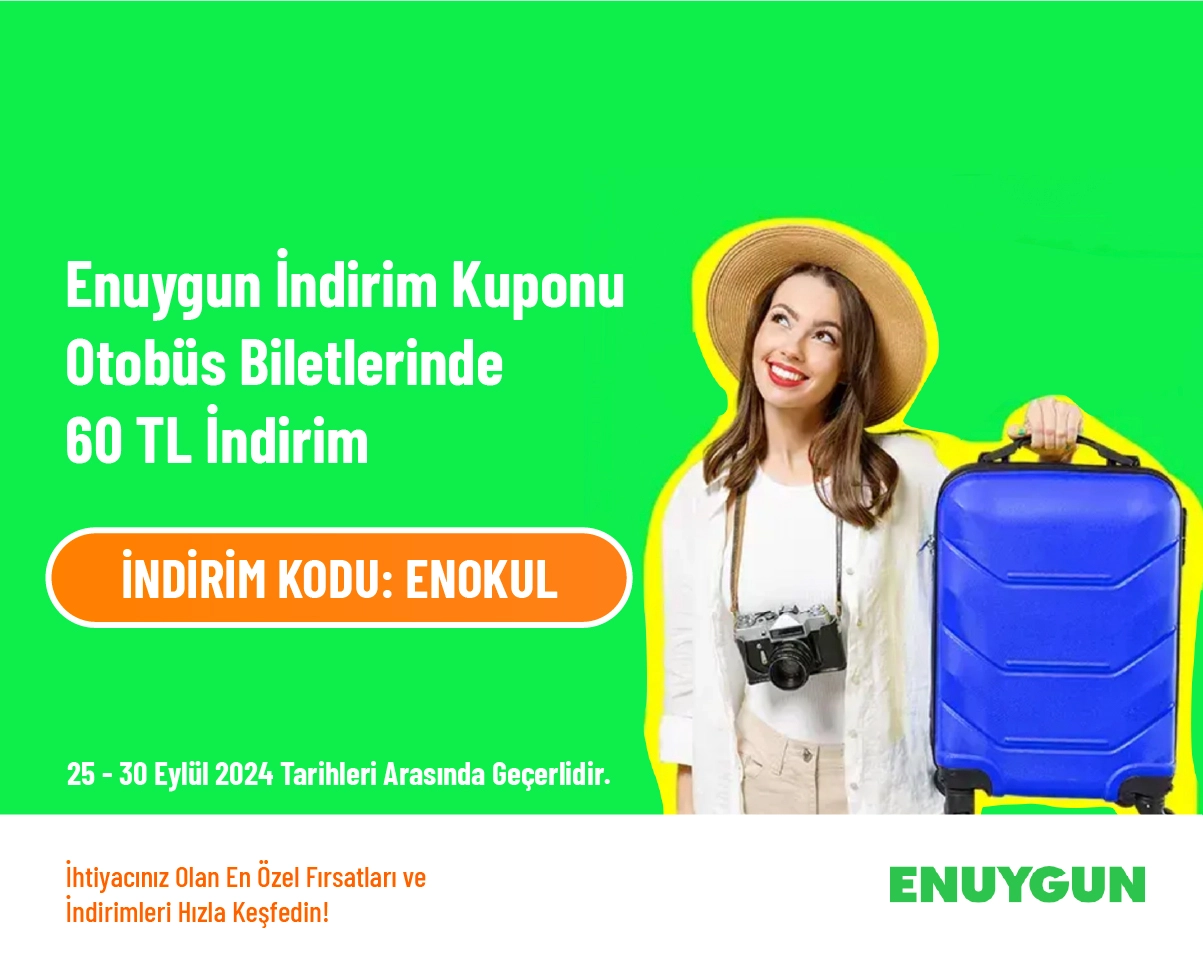 Enuygun İndirim Kuponu - Otobüs Biletlerinde 60 TL İndirim