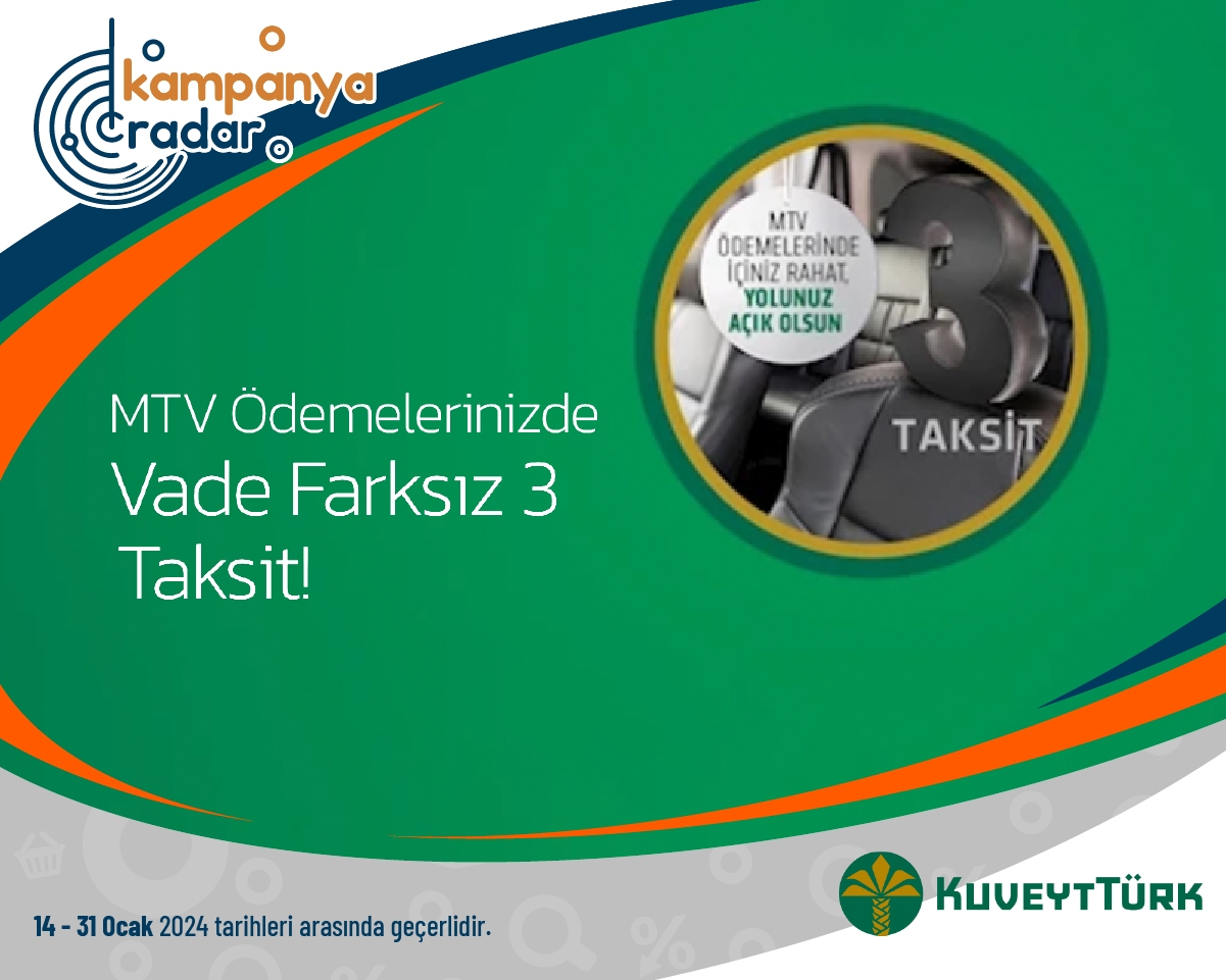 MTV Ödemelerinizde Vade Farksız 3 Taksit!