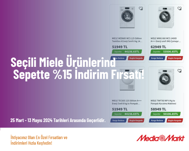 Seçili Miele Ürünlerinde Sepette %15 İndirim Fırsatı