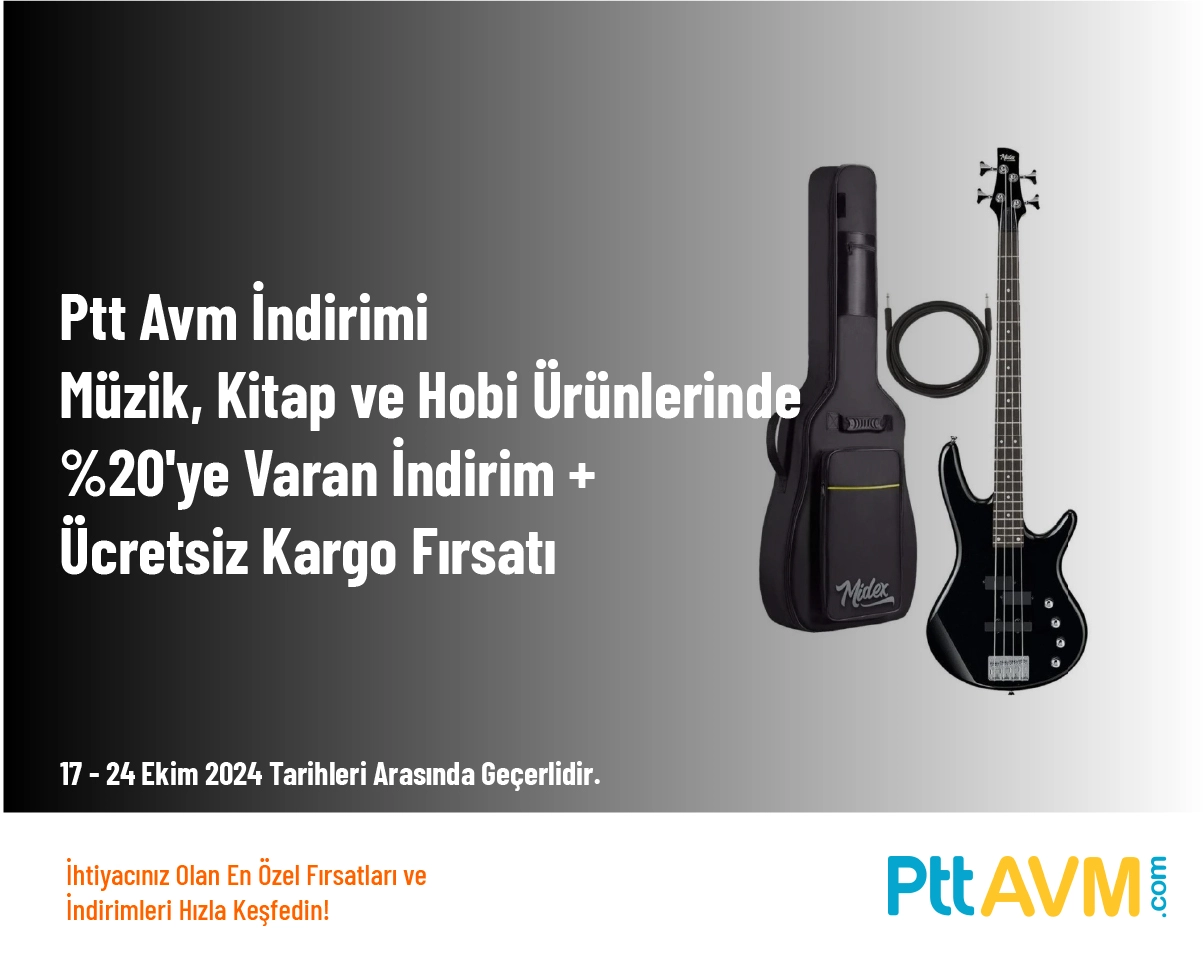 Ptt Avm İndirimi - Müzik, Kitap ve Hobi Ürünlerinde %20'ye Varan İndirim + Ücretsiz Kargo Fırsatı