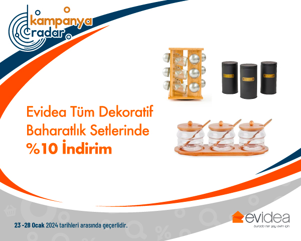 Evidea Tüm Dekoratif Baharatlık Setlerinde %10 İndirim Evidea Tüm Dekoratif Baharatlık Setlerinde %10 İndirim