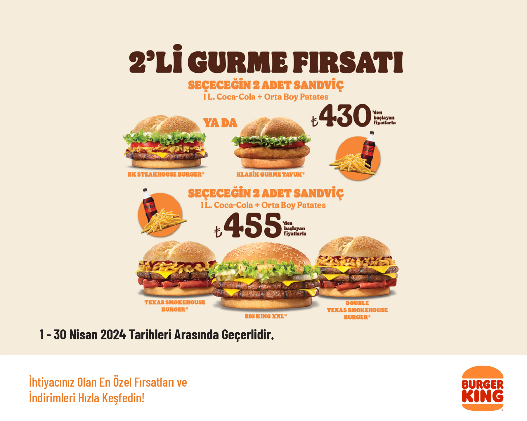 2'li Gurme Menü 430 TL'den Başlayan Fiyatlarla