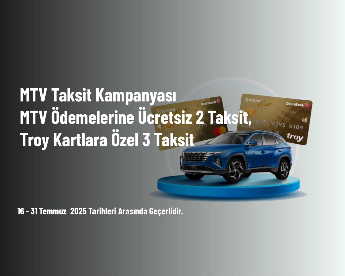 MTV Taksit Kampanyası - MTV Ödemelerine Ücretsiz 2 Taksit, Troy Kartlara Özel 3 Taksit