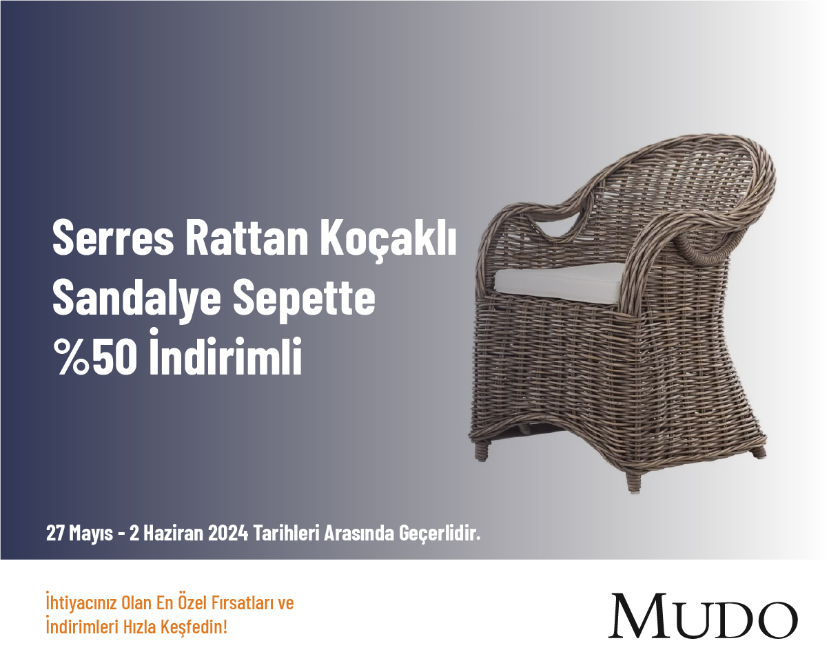 Serres Rattan Koçaklı Sandalye Sepette %50 İndirimli