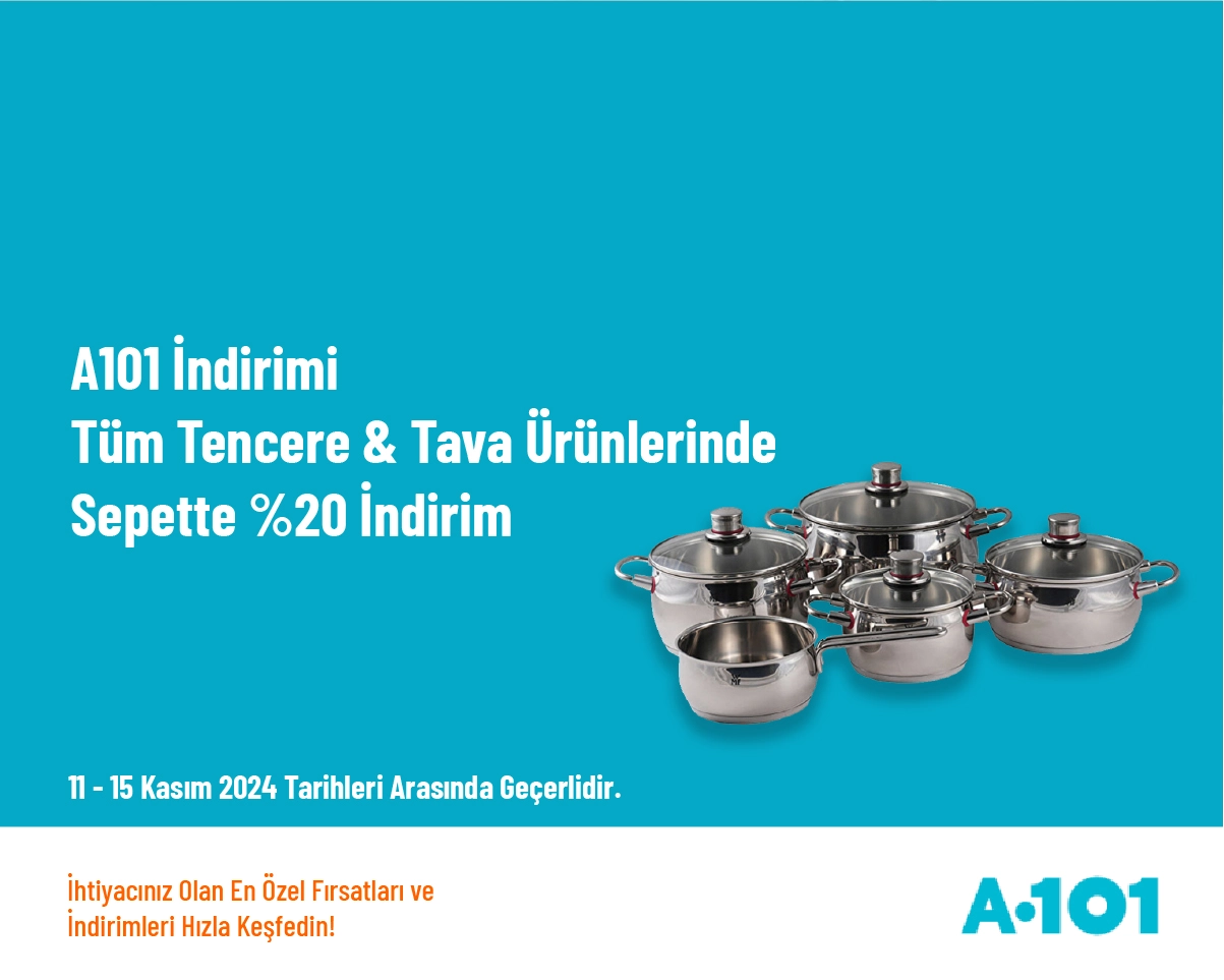 A101 İndirimi - Tüm Tencere & Tava Ürünlerinde Sepette %20 İndirim