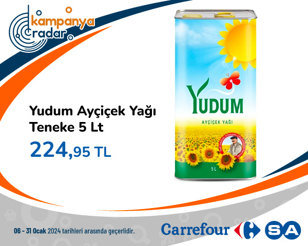 Yudum Ayçiçek Yağı Teneke 5 Lt