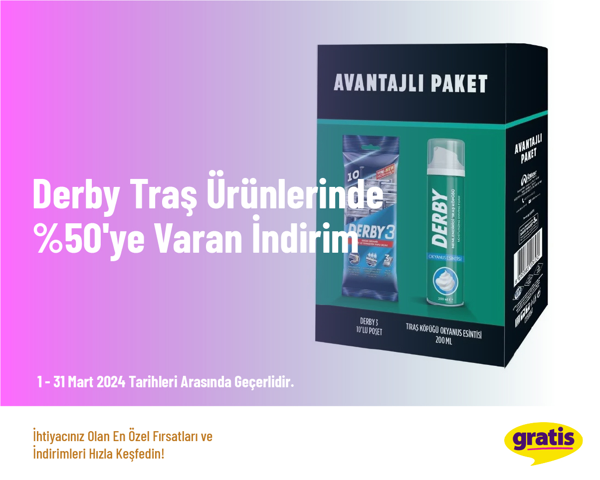 Derby Tıraş Ürünlerinde %50'ye Varan İndirim