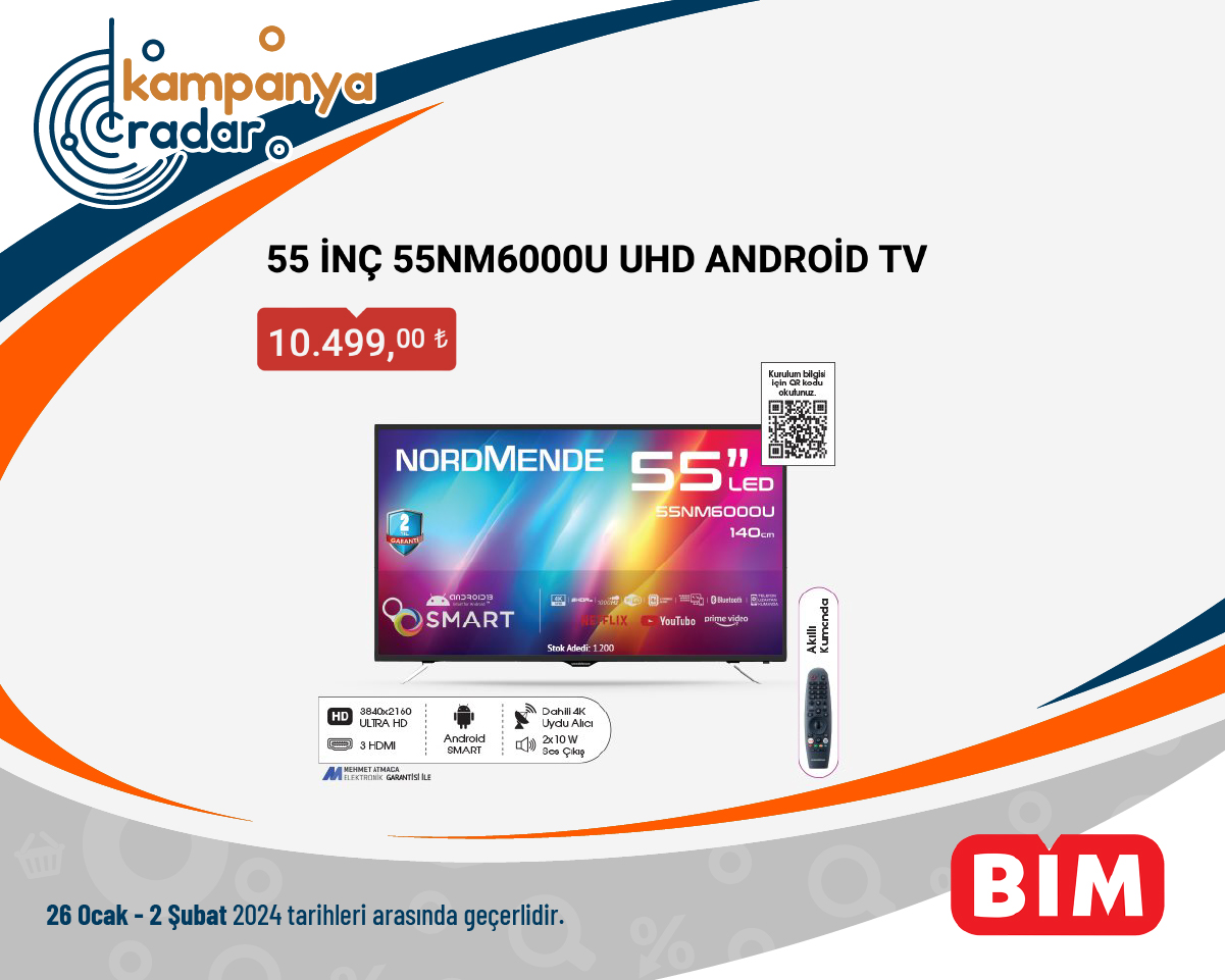 Bim Aktüel 55 İNÇ 55NM6000U UHD ANDROİD TV Bim Aktüel 55 İNÇ 55NM6000U UHD ANDROİD TV