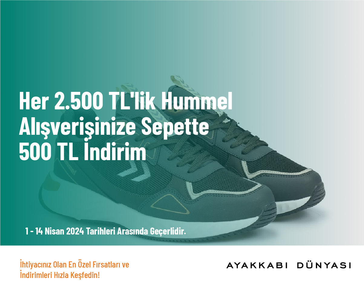 Her 2.500 TL'lik Hummel Alışverişinize Sepette 500 TL İndirim