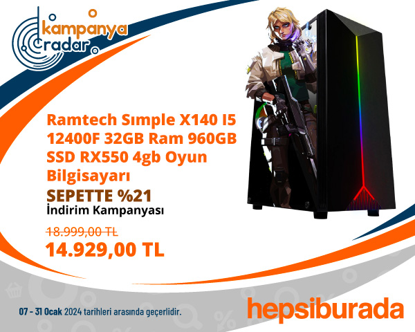 Ramtech Sımple X140 I5 12400F 32GB Ram 960GB SSD RX550 4gb Oyun Bilgisayarı