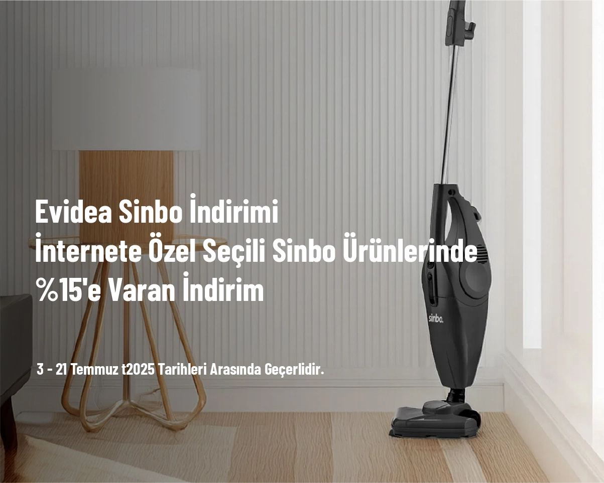 Evidea Sinbo İndirimi - İnternete Özel Seçili Sinbo Ürünlerinde %15'e Varan İndirim Evidea Sinbo İndirimi - İnternete Özel Seçili Sinbo Ürünlerinde %15'e Varan İndirim