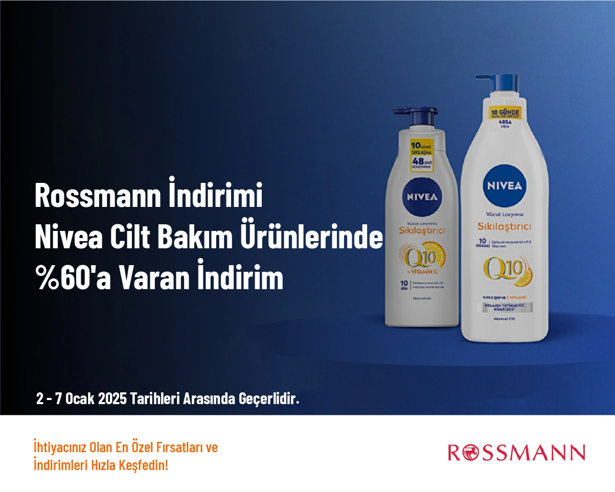 Rossmann İndirimi - Nivea Cilt Bakım Ürünlerinde %60'a Varan İndirim