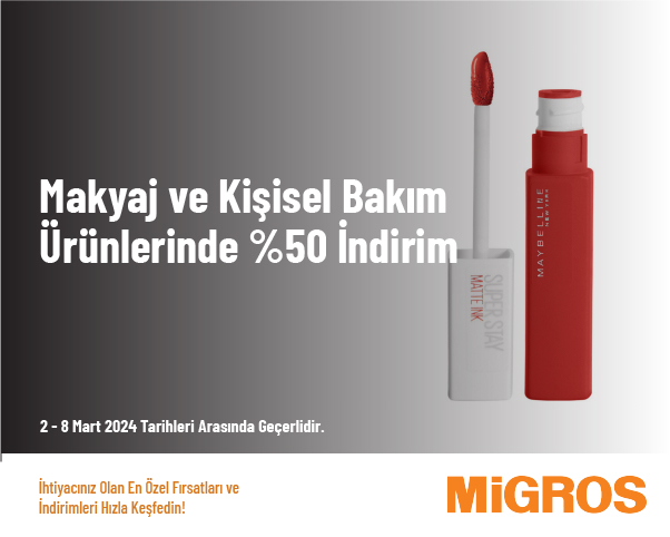 Makyaj ve Kişisel Bakım Ürünlerinde %50 İndirim