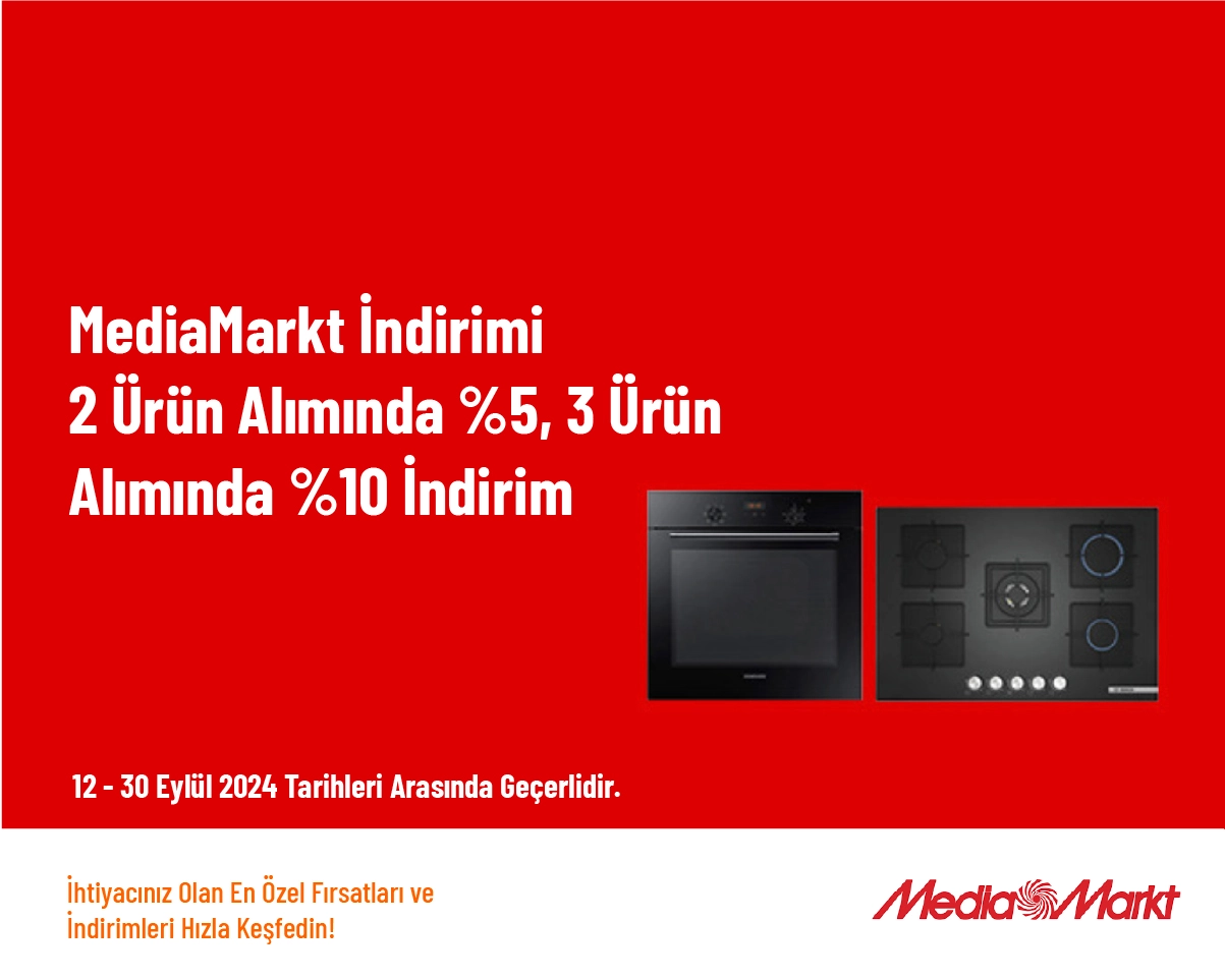 MediaMarkt İndirimi - 2 Ürün Alımında %5, 3 Ürün Alımında %10 İndirim