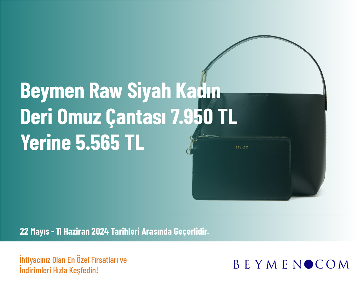 Beymen Raw Siyah Kadın Deri Omuz Çantası 7.950 TL Yerine 5.565 TL