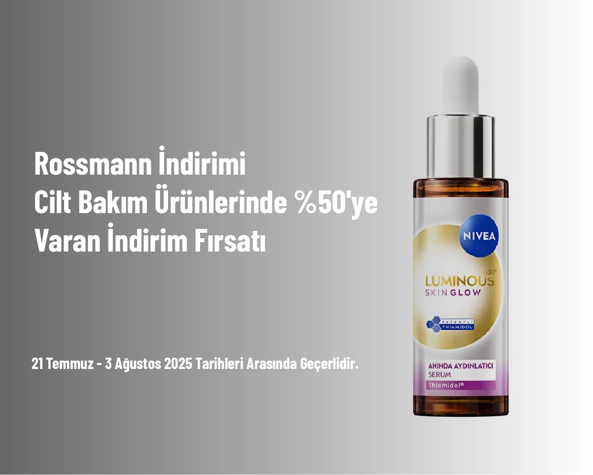 Rossmann İndirimi - Cilt Bakım Ürünlerinde %50'ye Varan İndirim Fırsatı Rossmann İndirimi - Cilt Bakım Ürünlerinde %50'ye Varan İndirim Fırsatı
