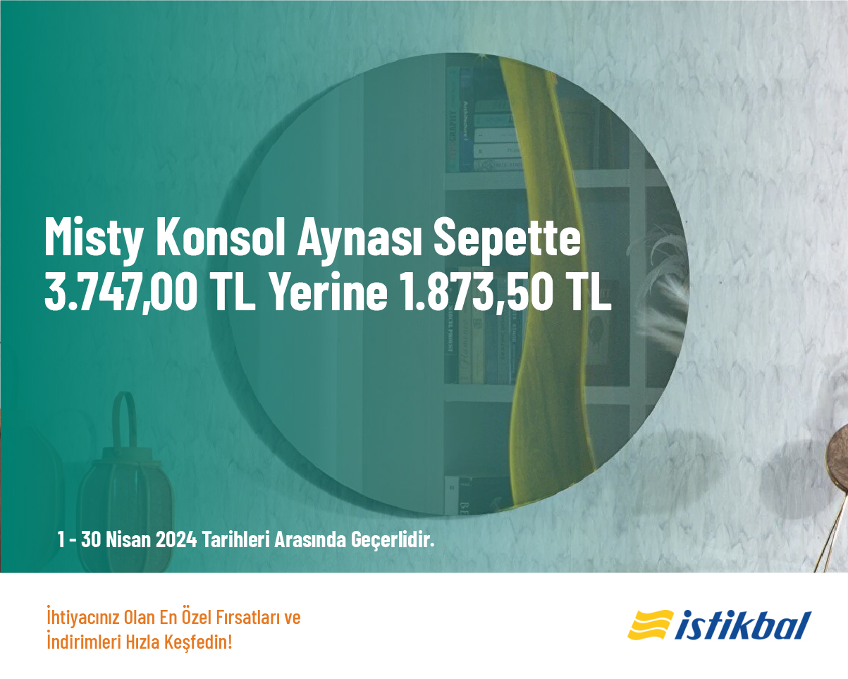 Misty Konsol Aynası Sepette 3.747,00 TL Yerine 1.873,50 TL