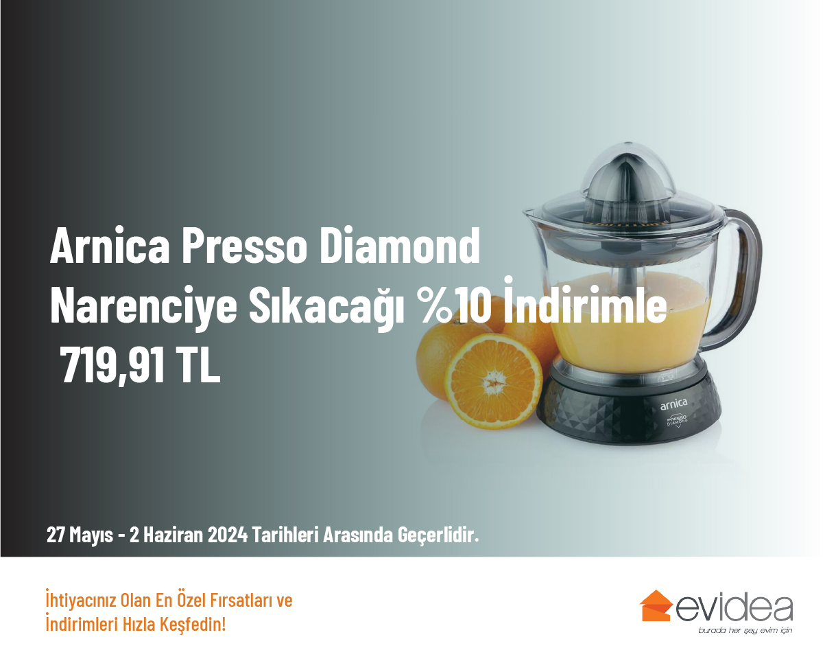 Arnica Presso Diamond Narenciye Sıkacağı %10 İndirimle 719,91 TL