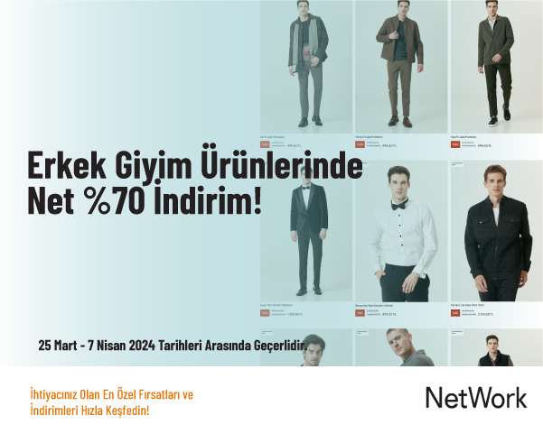 Erkek Giyim Ürünlerinde Net %70 İndirim