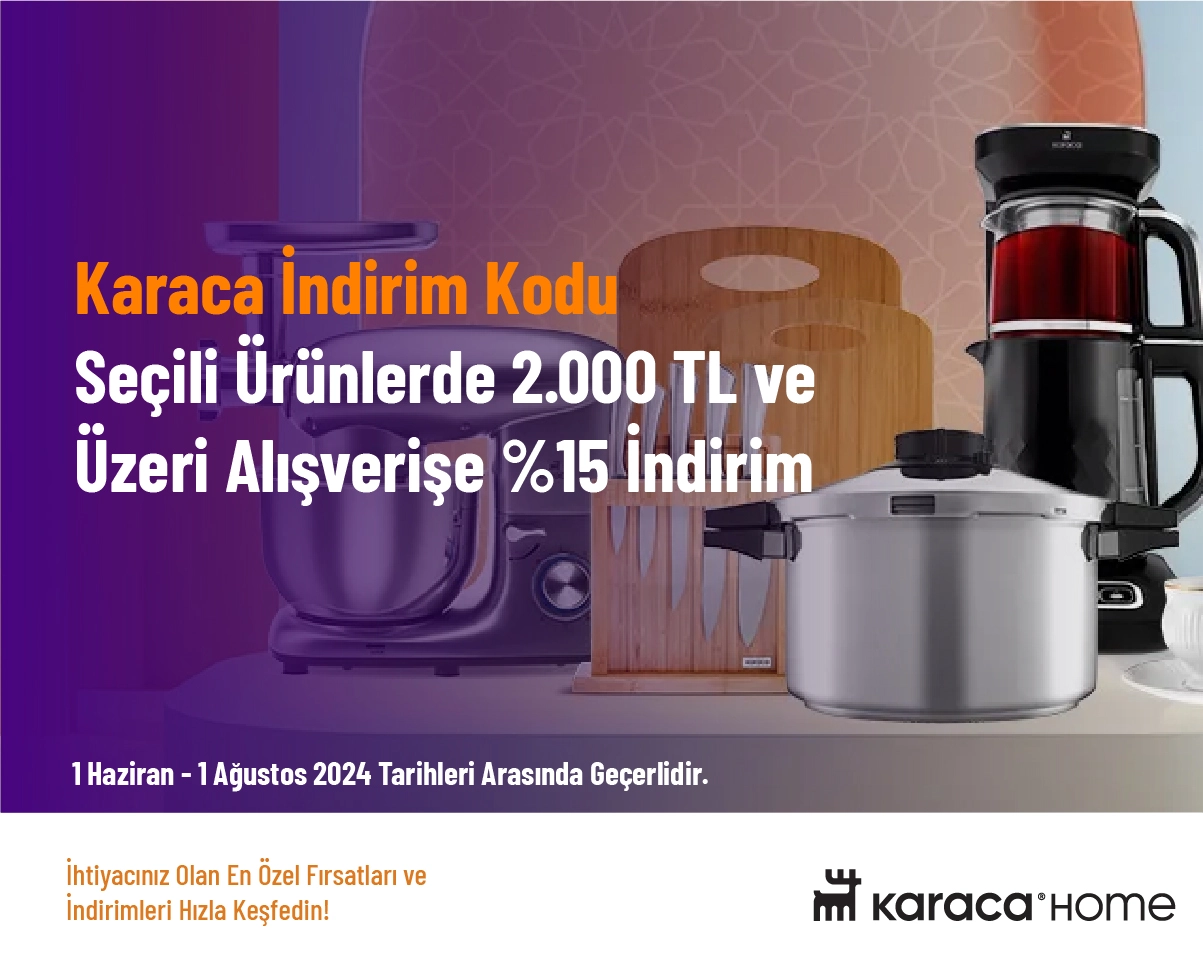 Karaca İndirim Kodu - Seçili Ürünlerde 2.000 TL ve Üzeri Alışverişe %15 İndirim