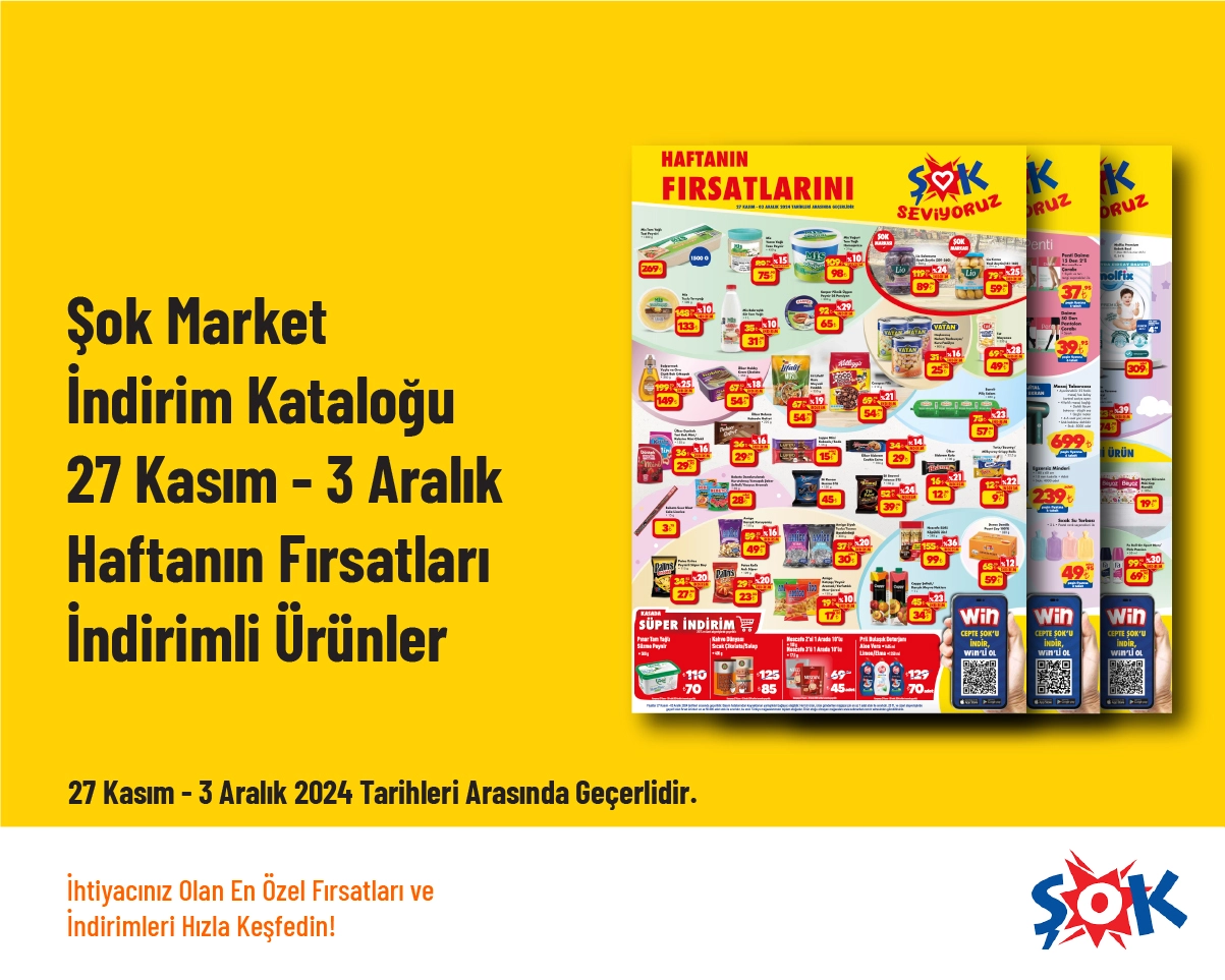 Şok Market İndirim Kataloğu - 27 Kasım - 3 Aralık Haftanın Fırsatları İndirimli Ürünler