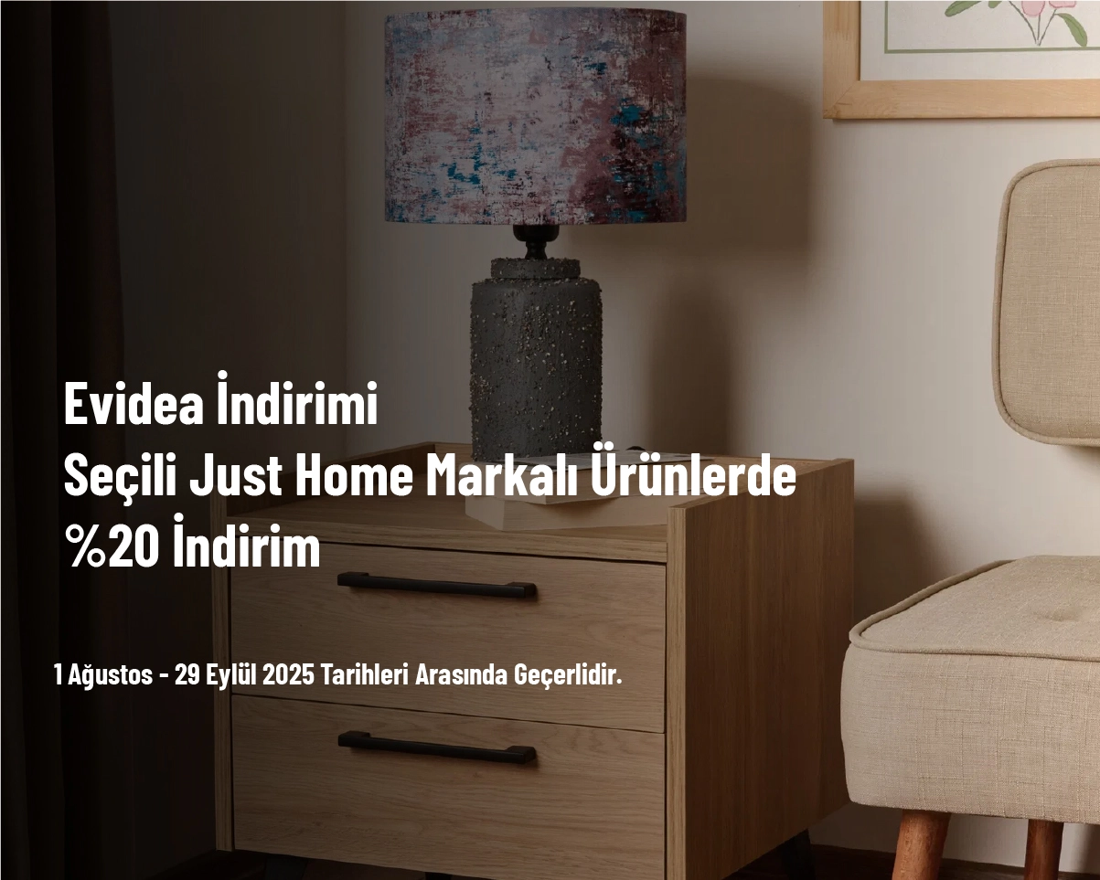 Evidea İndirimi - Seçili Just Home Markalı Ürünlerde %20 İndirim