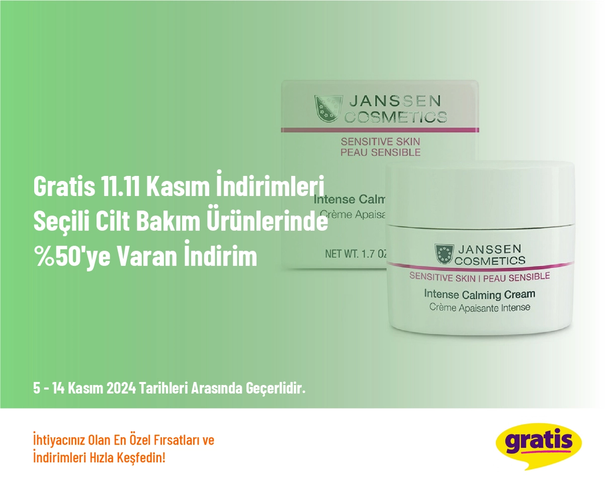 Gratis 11.11 Kasım İndirimleri - Seçili Cilt Bakım Ürünlerinde %50'ye Varan İndirim