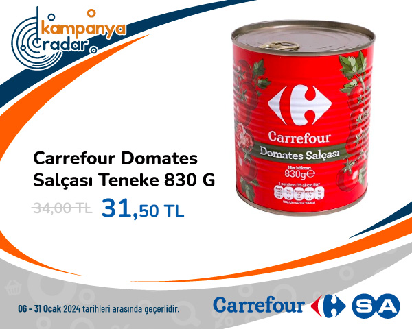 Carrefour Domates Salçası Teneke 830 G