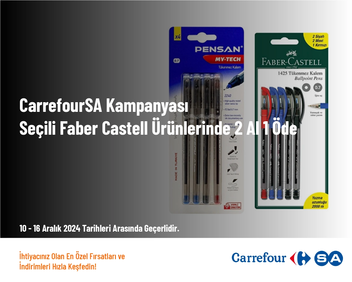 CarrefourSA Kampanyası - Seçili Faber Castell Ürünlerinde 2 Al 1 Öde