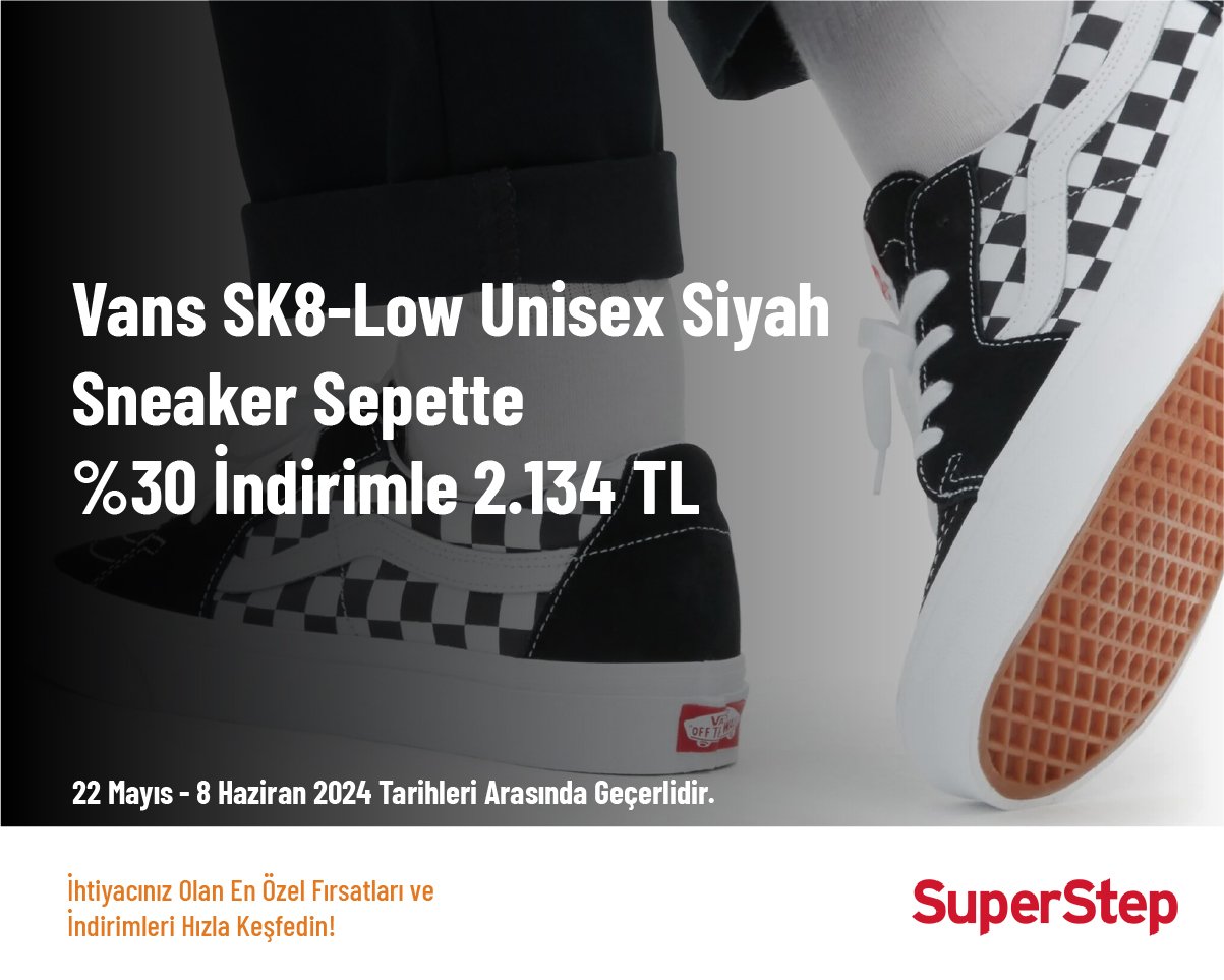 Vans SK8-Low Unisex Siyah Sneaker Sepette %30 İndirimle 2.134 TL