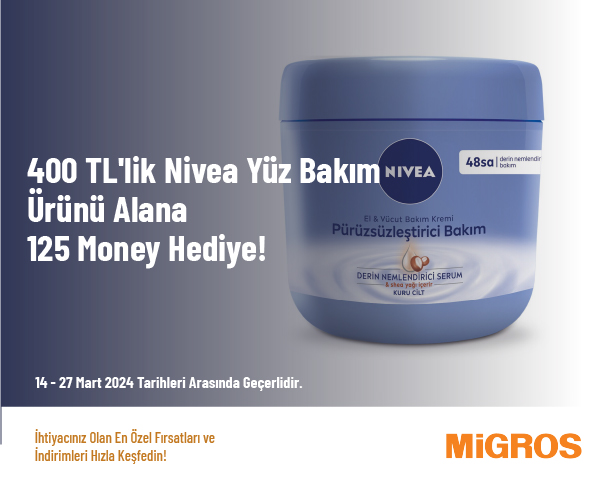 400 TL'lik Nivea Yüz Bakım Ürünü Alana 125 Money Hediye!