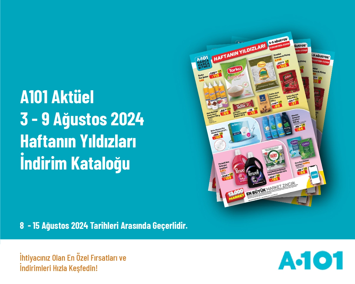 A101 Aktüel -  3 - 9 Ağustos 2024 Haftanın Yıldızları İndirim Kataloğu