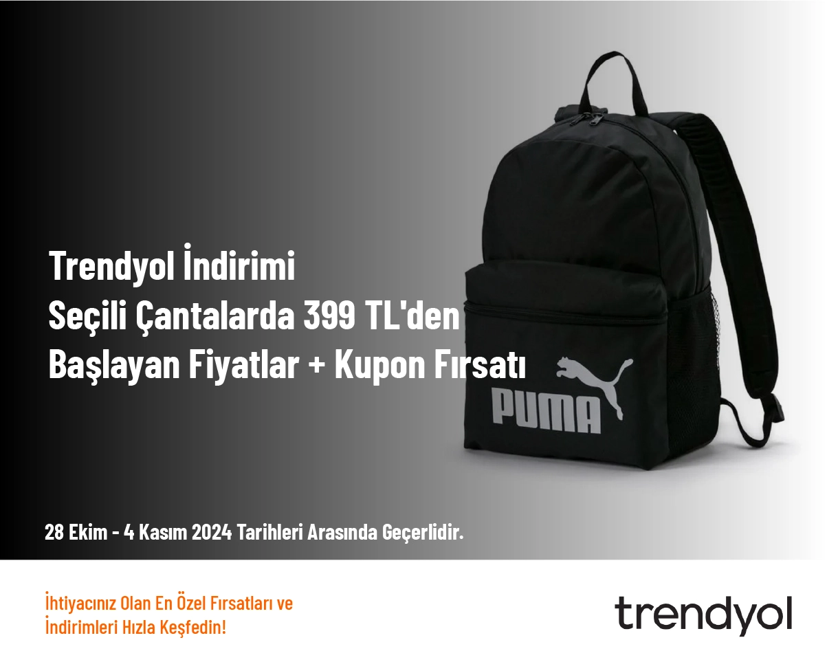 Trendyol İndirimi - Seçili Çantalarda 399 TL'den Başlayan Fiyatlar + Kupon Fırsatı