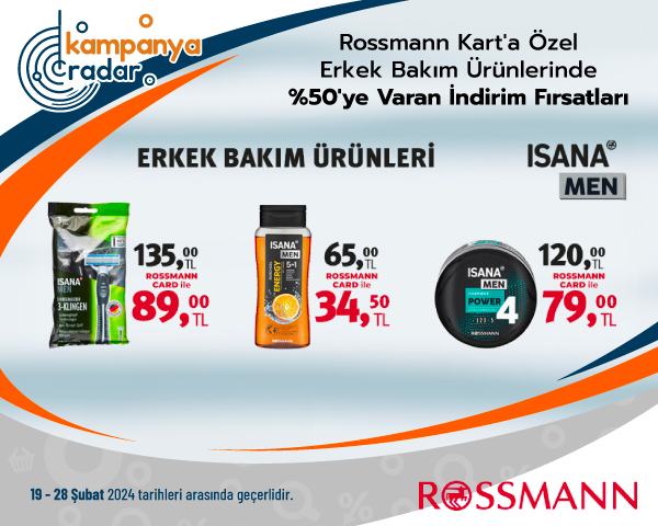 Rossmann Kart'a Özel Erkek Bakım Ürünlerinde %50'ye Varan İndirim Fırsatları