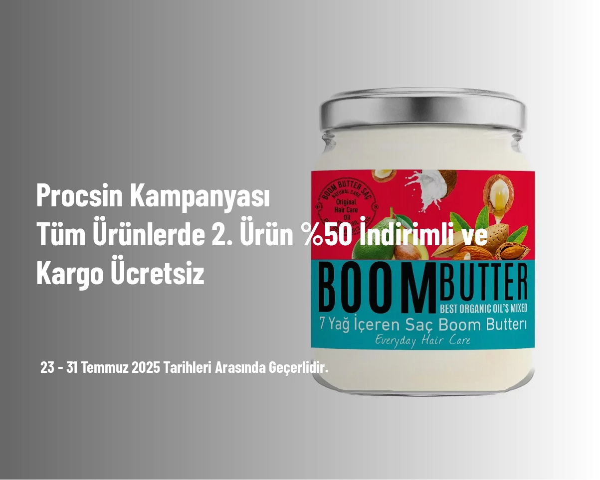 Procsin Kampanyası - Tüm Ürünlerde 2. Ürün %50 İndirimli ve Kargo Ücretsiz Procsin Kampanyası - Tüm Ürünlerde 2. Ürün %50 İndirimli ve Kargo Ücretsiz