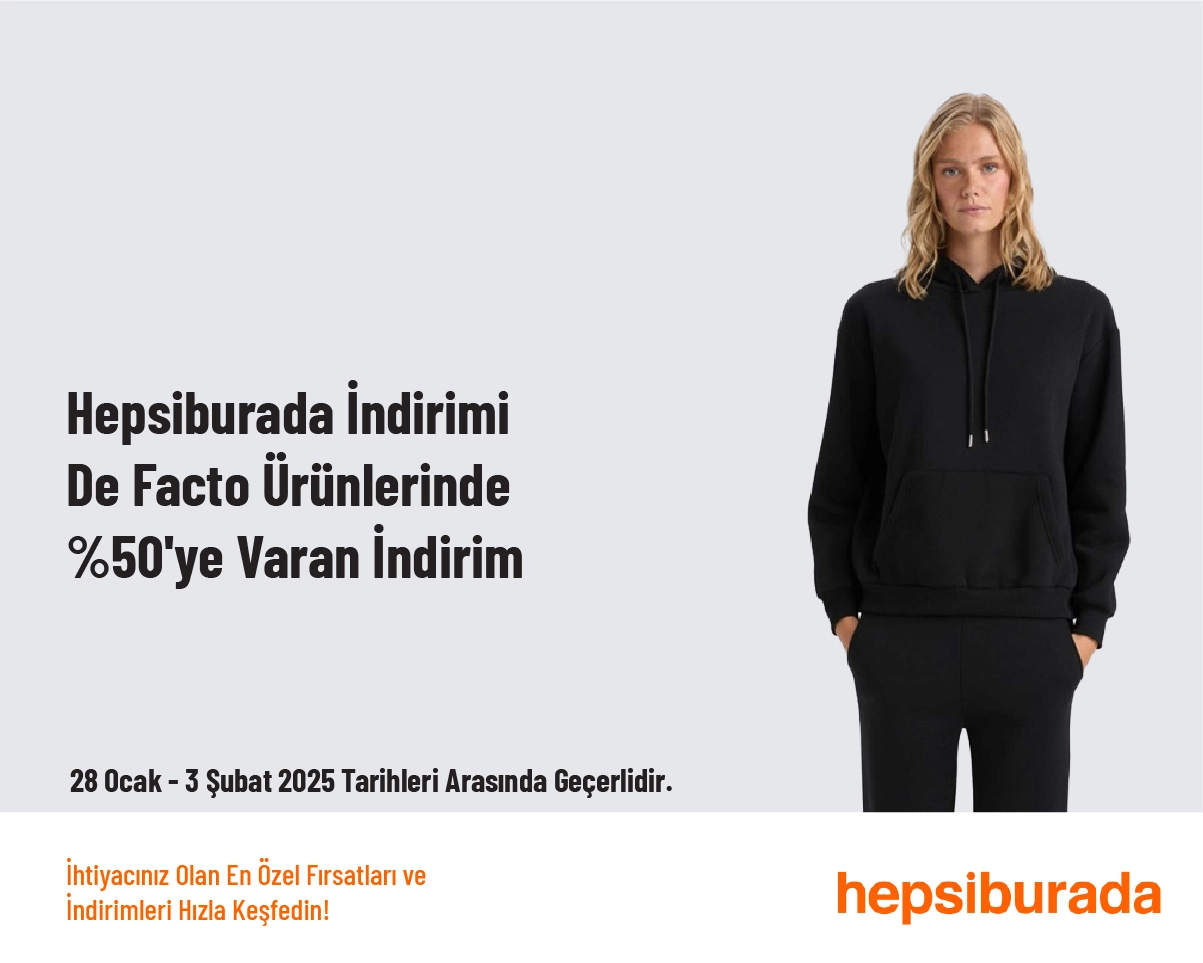 Hepsiburada İndirimi - De Facto Ürünlerinde %50'ye Varan İndirim