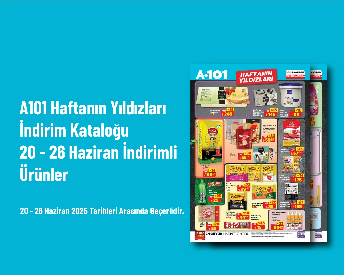 A101 Haftanın Yıldızları İndirim Kataloğu - 20 - 26 Haziran İndirimli Ürünler A101 Haftanın Yıldızları İndirim Kataloğu - 20 - 26 Haziran İndirimli Ürünler