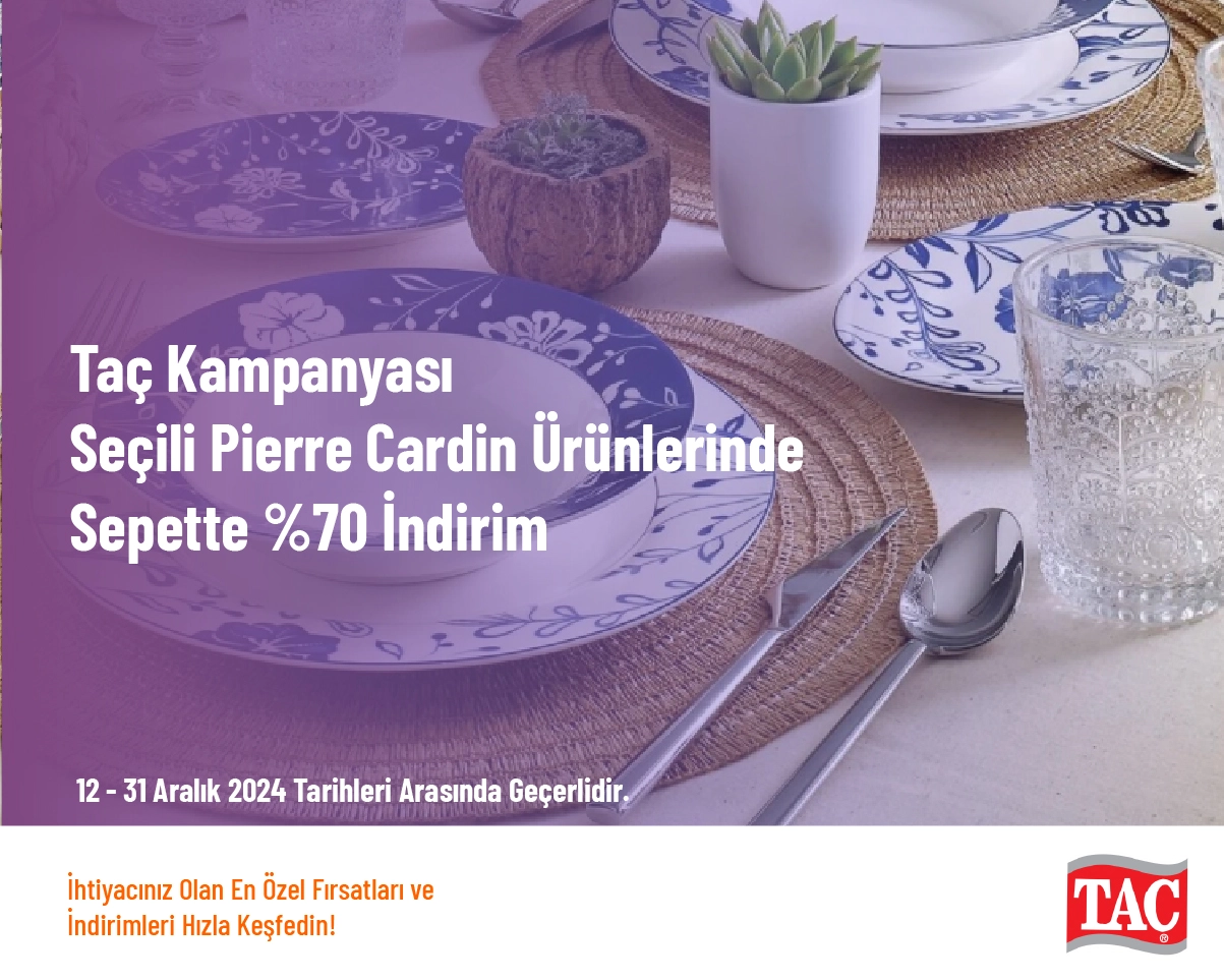 Taç Kampanyası - Seçili Pierre Cardin Ürünlerinde Sepette %70 İndirim