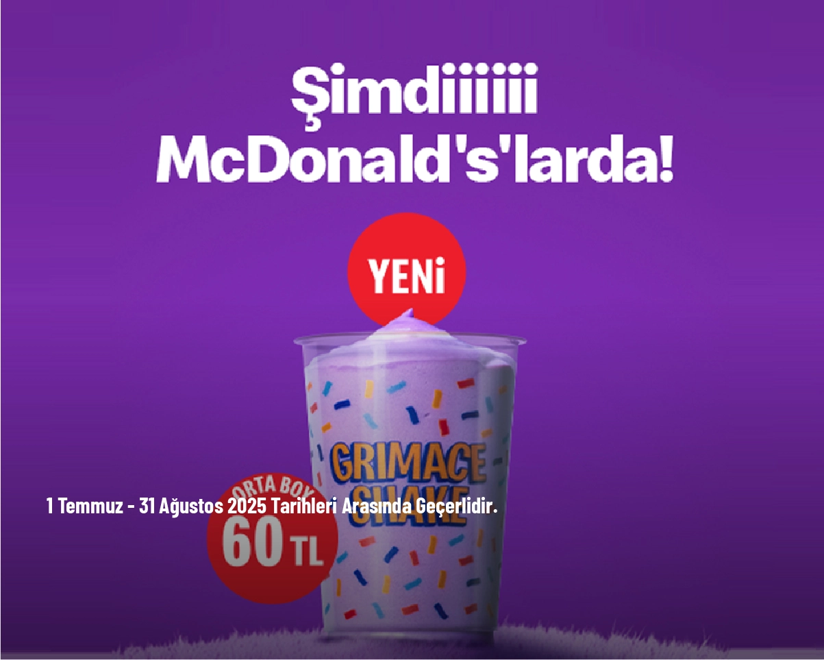 McDonald's Kampanyası - Grimace Shake Sadece 60 TL McDonald's Kampanyası - Grimace Shake Sadece 60 TL