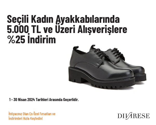 Seçili Kadın Ayakkabılarında 5.000 TL ve Üzeri Alışverişlere %25 İndirim