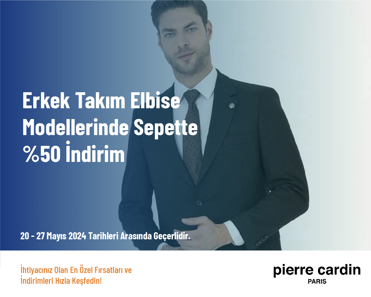 Erkek Takım Elbise Modellerinde Sepette %50 İndirim