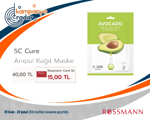 Rossmann 5C Cure Ampul Kağıt Maske Rossmann 5C Cure Ampul Kağıt Maske