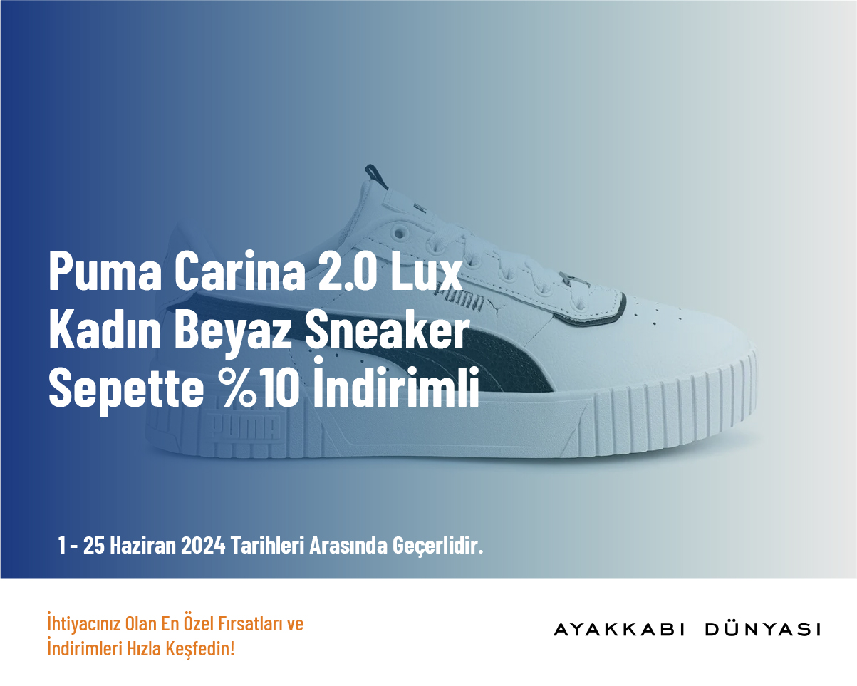 Puma Carina 2.0 Lux Kadın Beyaz Sneaker Sepette %10 İndirimli